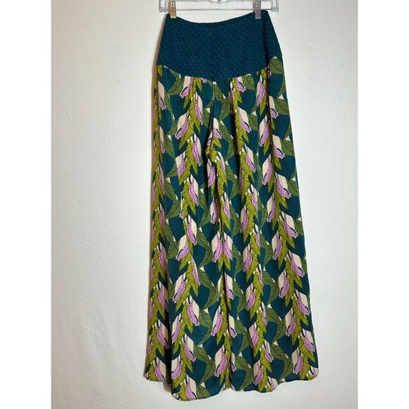 Jaline Teal Flowy Boho Pants Size Small - Picture 5 of 6